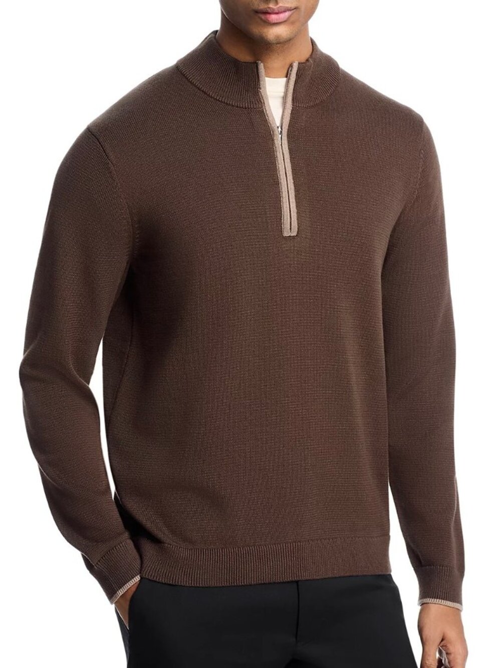 Rhone Commuter 1/4 Zip Pullover Sweater Mens Cafe Noir Brown Medium M NWT 128